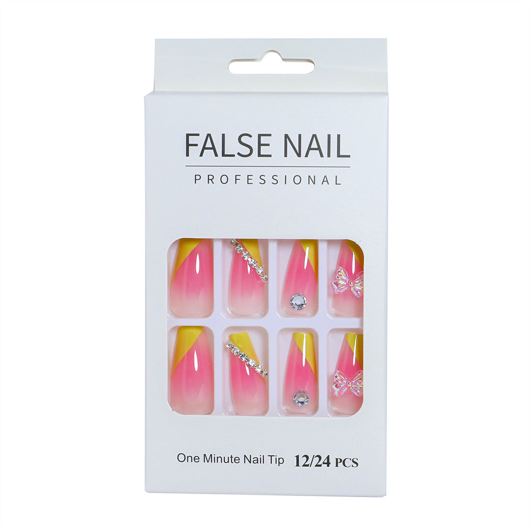 Decorative Press-On Nail Set with 3D Accents Bowlift