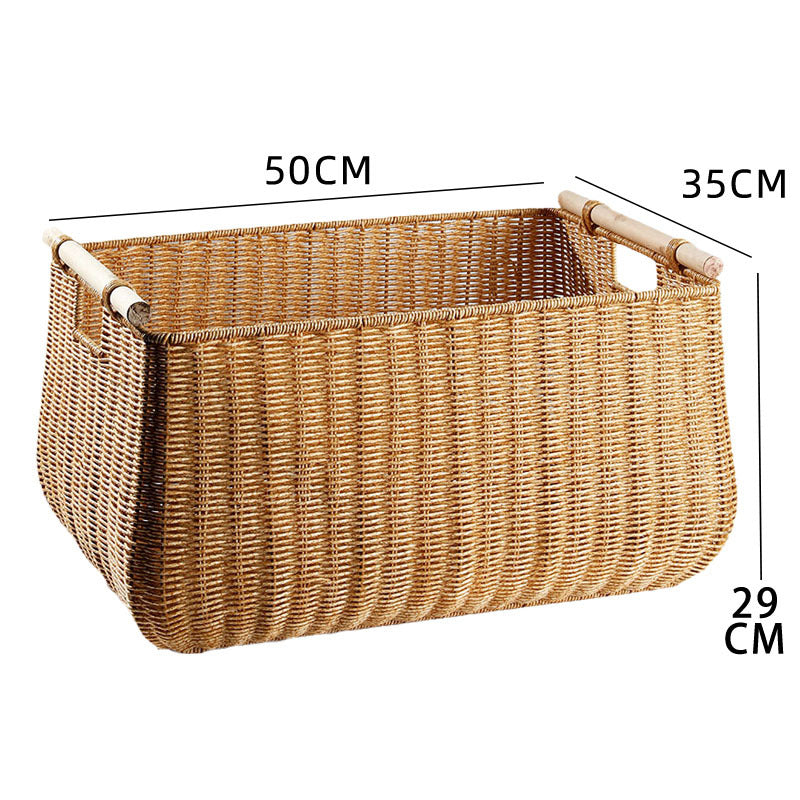 Large Handwoven Storage Basket with Ergonomic Handles Bowlift