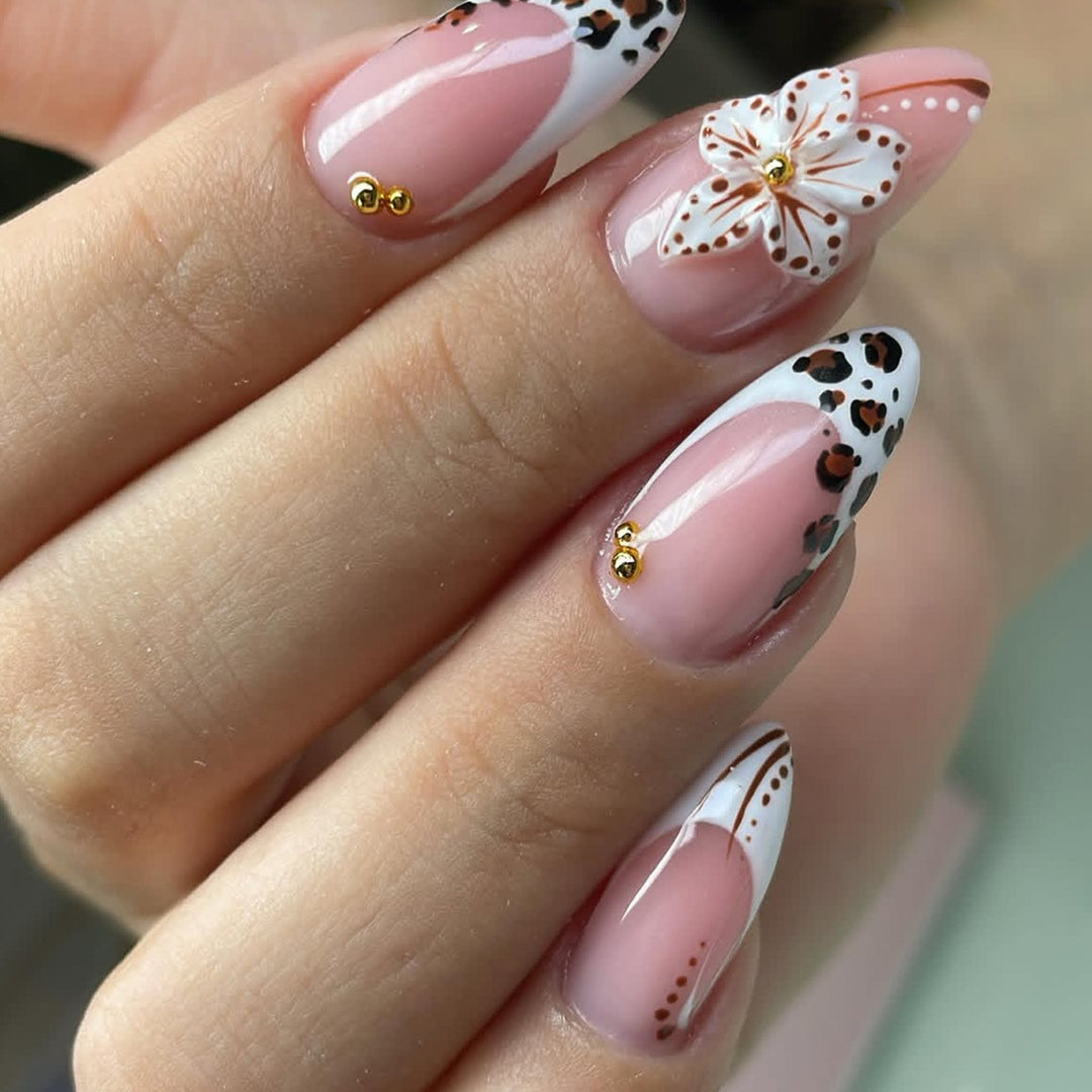 Artistic Floral Acrylic Nail Art Bowlift