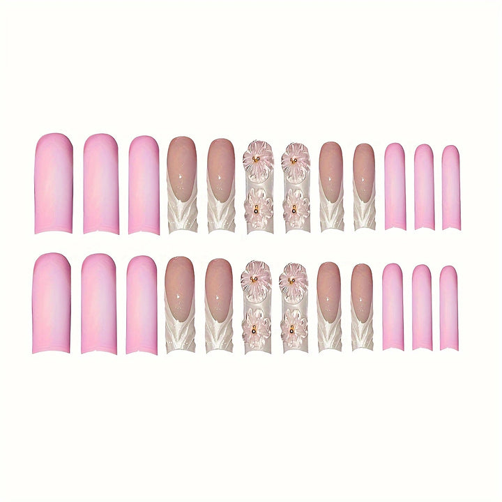 Artistic Floral Press-On Nail Extensions Bowlift