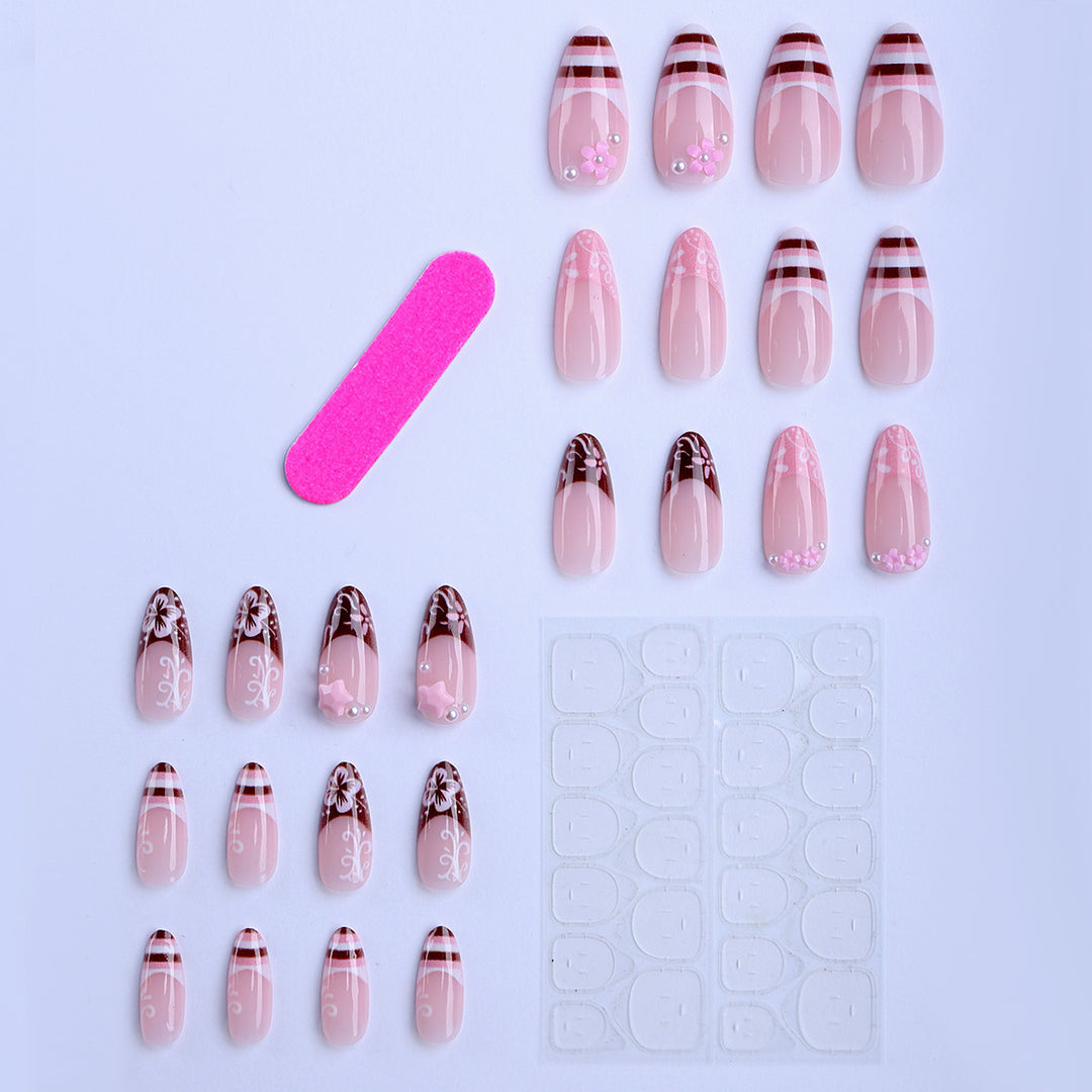 Artificial Fingernails In Elegant Floral Design Bowlift