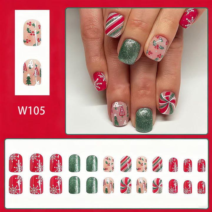 Artificial nail set with festive Christmas design and creative motifs Bowlift 1788236745