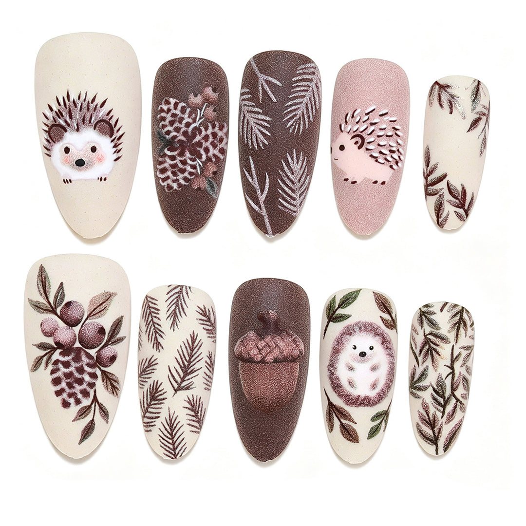 Artistic Handcrafted 3D Hedgehog Nail Art Tips Bowlift