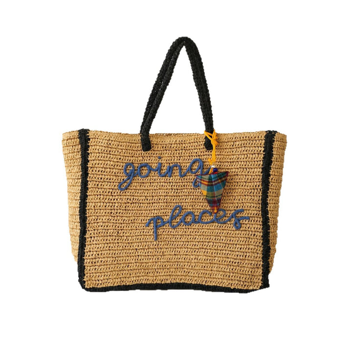 Bast tote bag with colorful patch Bowlift