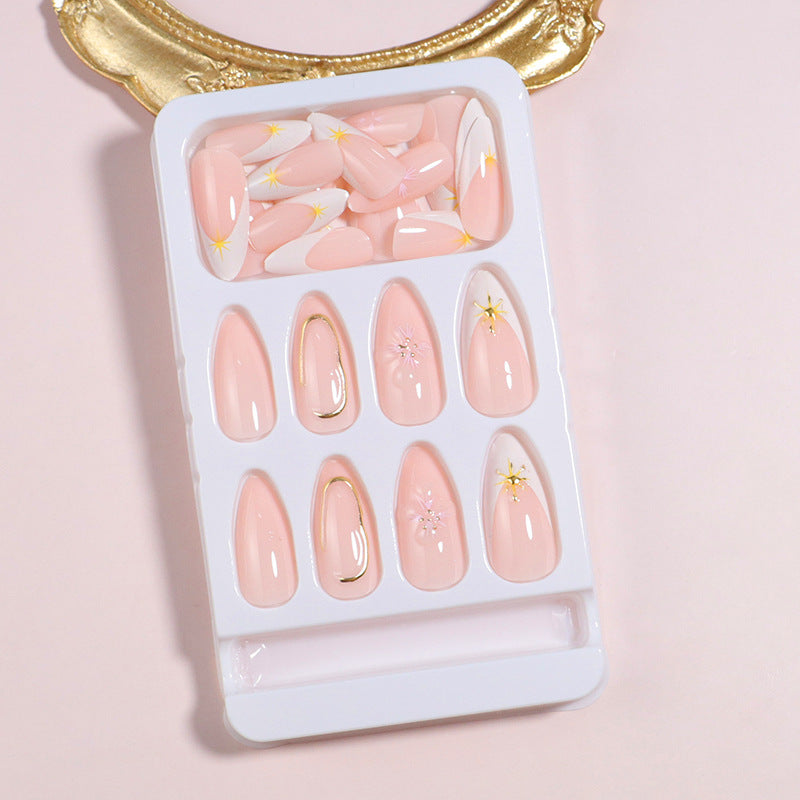 Decorative Press-On Nail Set with Star Accents Bowlift