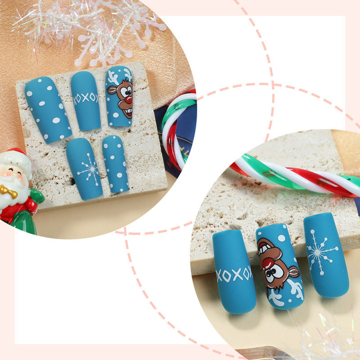 Creative Christmas Art Nail Set with Cheerful Reindeer Design Bowlift