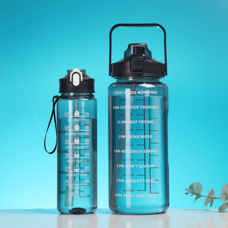 Women's motivation water bottle with integrated time markings and ergonomic design Bowlift