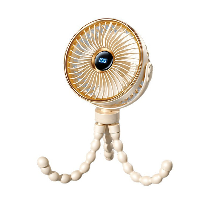 Unisex portable rechargeable clip fan with digital display, flexible clamp and multi-stage speed control Bowlift