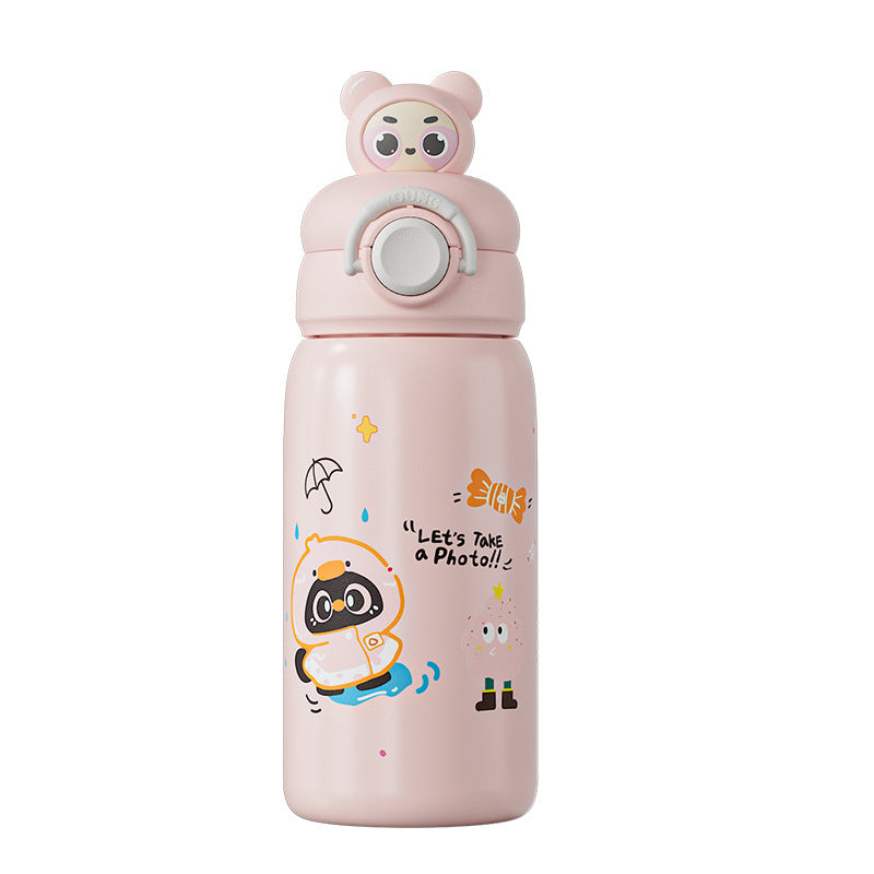 Women's insulated bottle with creative animal design and integrated carrying handle Bowlift