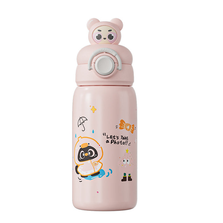 Women's insulated bottle with creative animal design and integrated carrying handle Bowlift