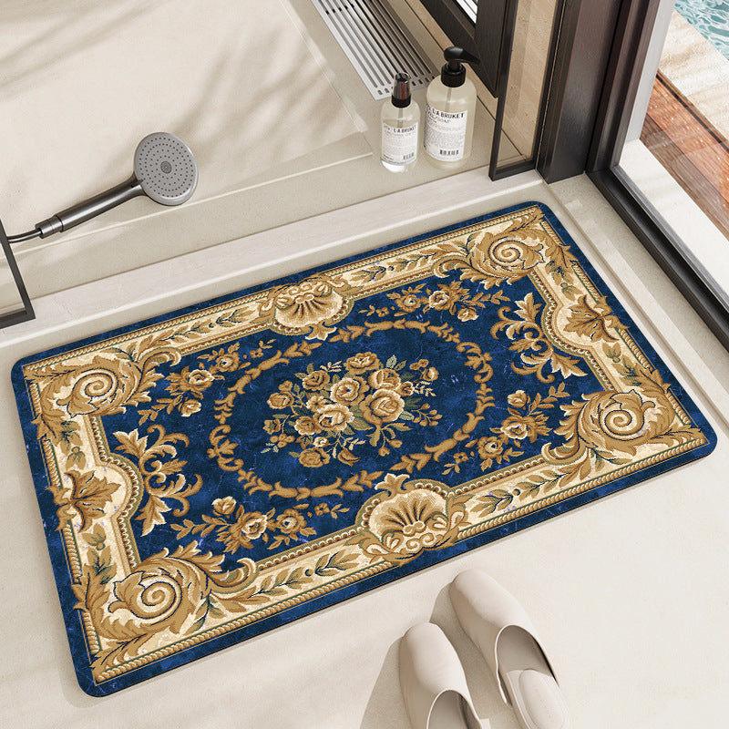 Elegant Vintage Floral Bath Mat Bowlift