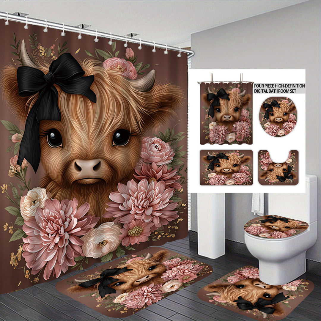 Cute Cow-Themed Digital Bathroom Set Bowlift
