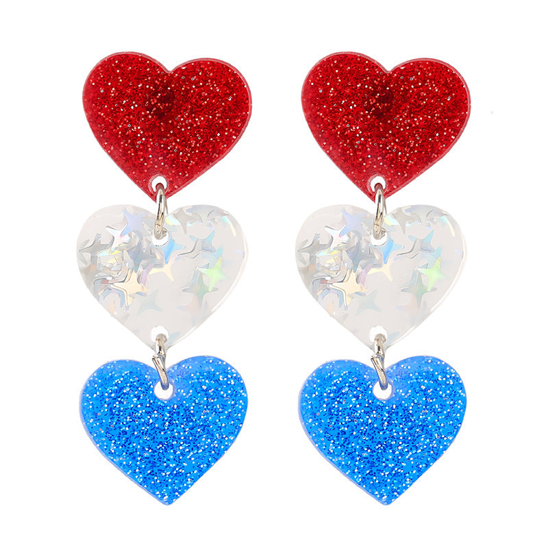 Women's nan patriotic horseshoe enamel dangle earrings with star-accented design and fishhook findings Bowlift