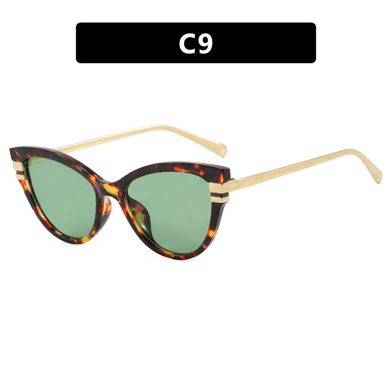 Ladies Cat-Eye Sunglasses with Elegant Metal Accents Bowlift