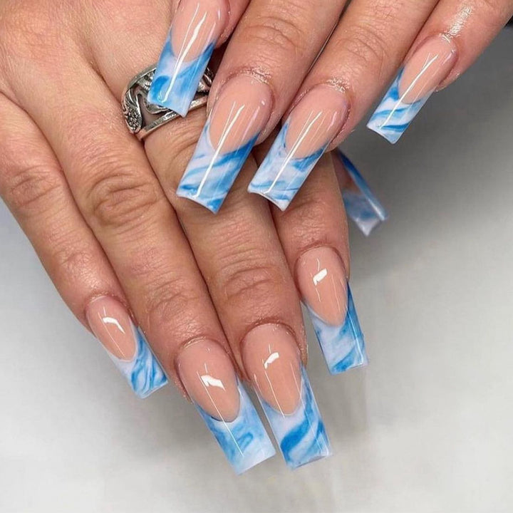 Marble Tip Acrylic Nail Set Bowlift