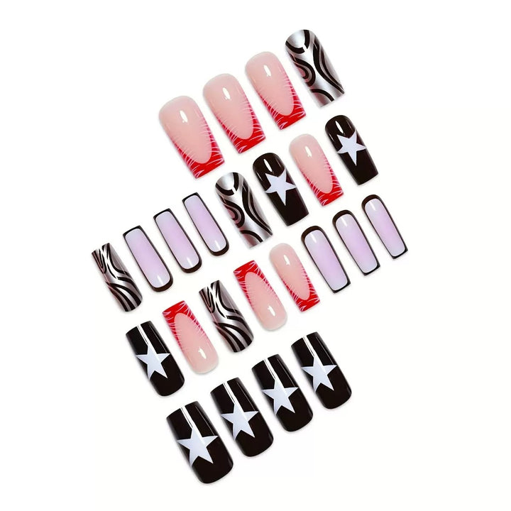 Graphic Artistic Press-On Nail Set Bowlift