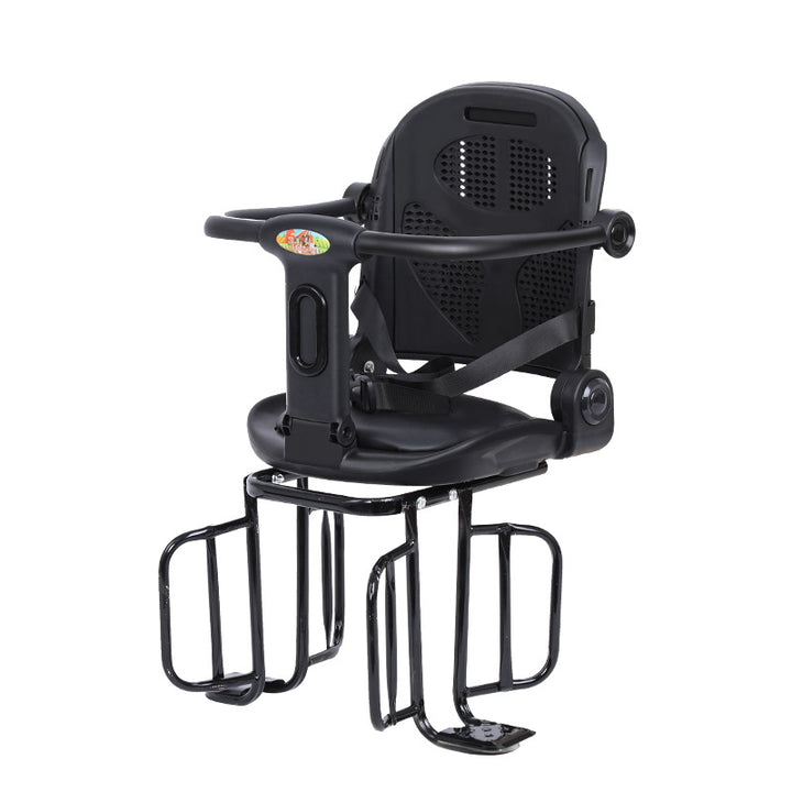 rear-mounted toddler bicycle seat with padded ergonomic backrest adjustable footrests and secure harness Bowlift