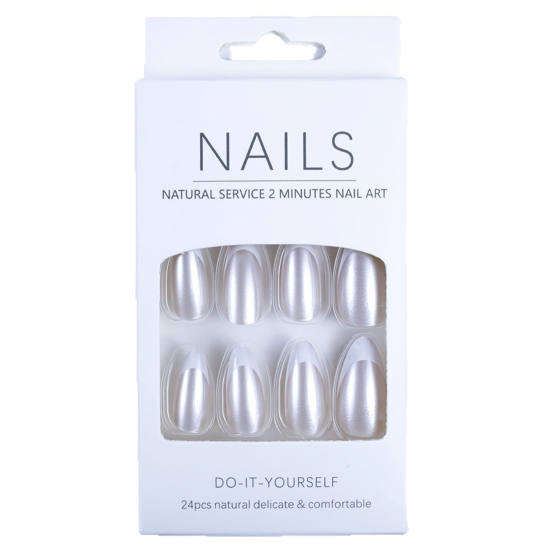 Artificial nails with elegant French design and high-gloss finish Bowlift