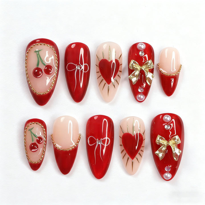 Artificial nails in romantic heart design Bowlift