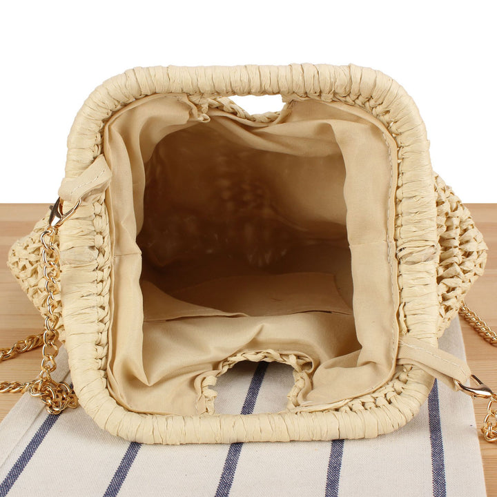 Handmade macrame bag with chain shoulder strap Bowlift