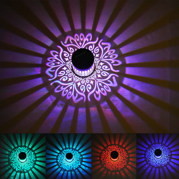Decorative Solar Wall Lantern With Moroccan Cutout Projection Metal Outdoor Sconce Pair Bowlift