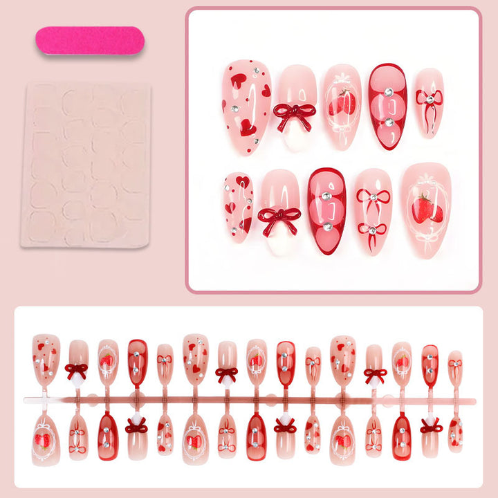 Artificial nail set with cute heart and bow designs Bowlift