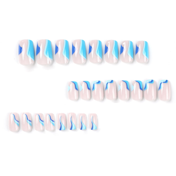 Artful nail extensions with maritime wave pattern Bowlift