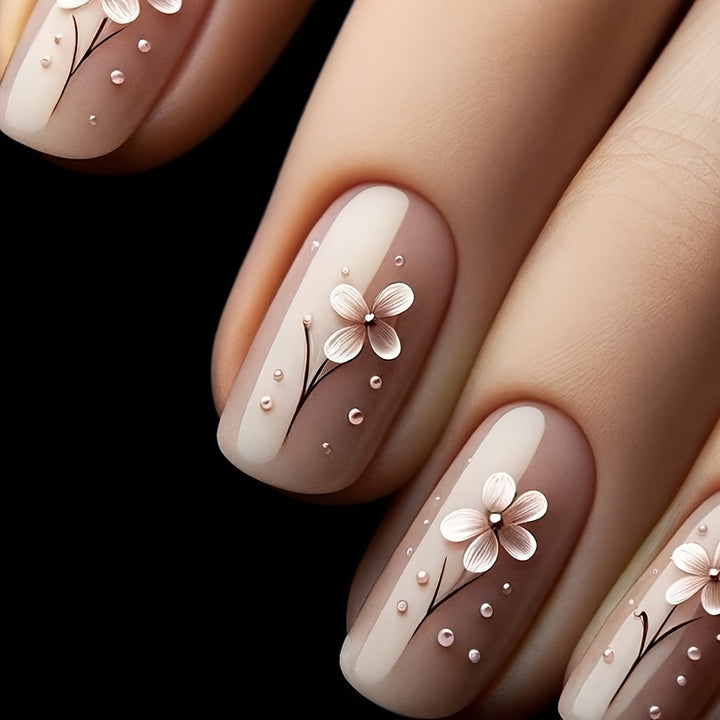 Floral Art Acrylic Nail Set Bowlift