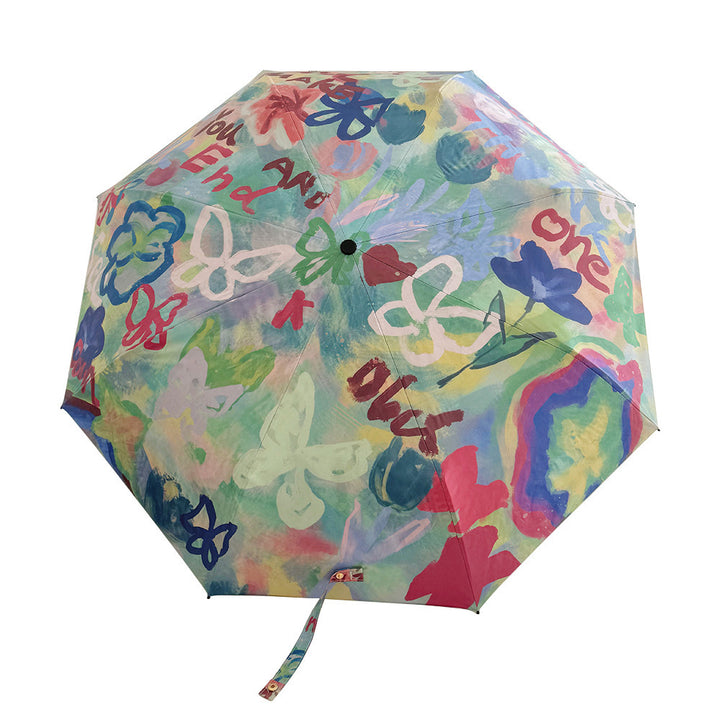 Ladies Foldable Rainbow Retouch Rain Umbrella Bowlift