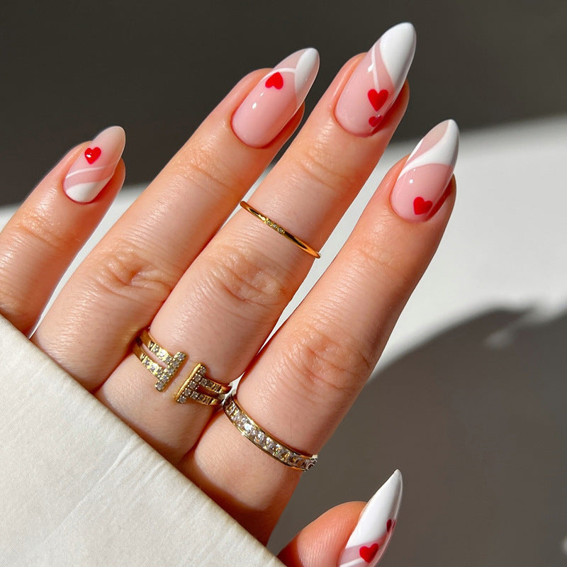 Heart-Embellished Stiletto Press-On Nails Bowlift