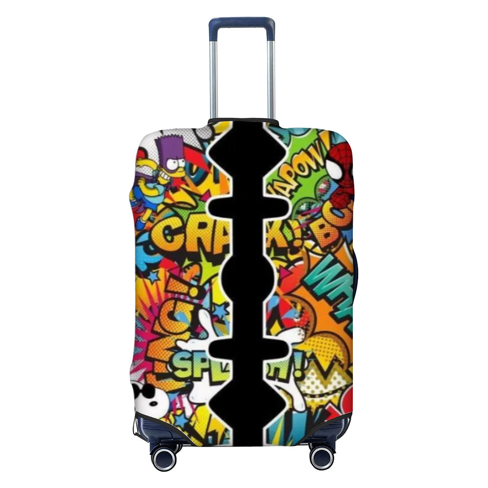 Unisex nan elastic luggage cover with geometric design, stretchable polyester-spandex fabric, zipper opening and non-slip inner securement for trolley Bowlift