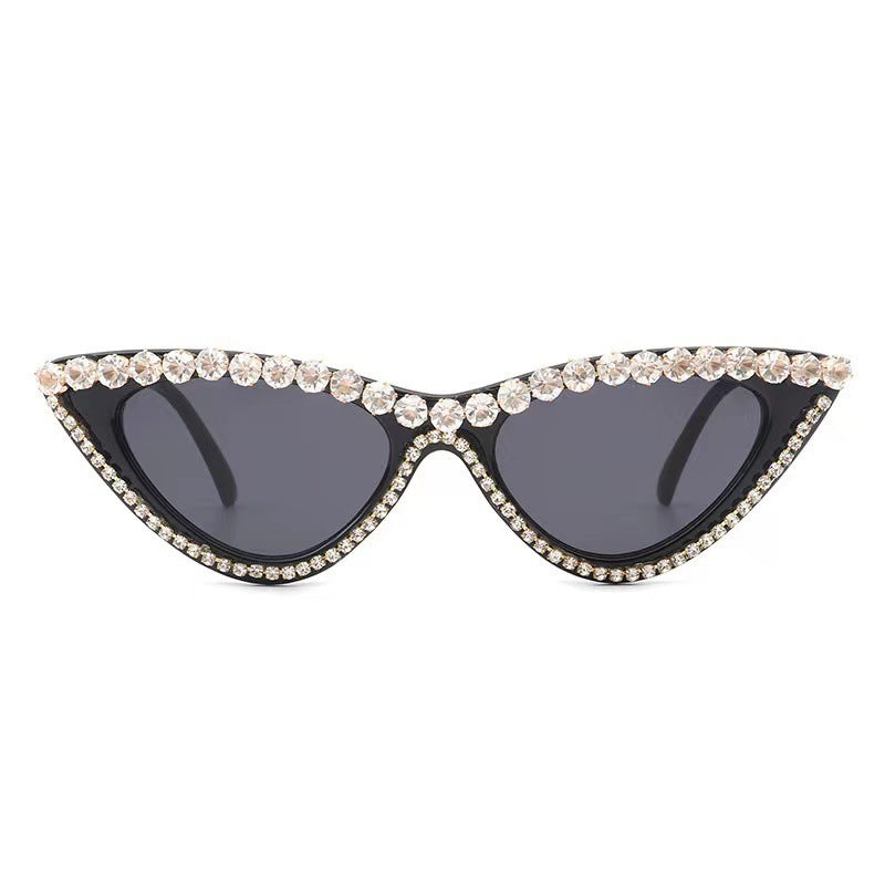 Ladies Glamorous Cat Eye Sunglasses with Rhinestone Accents Bowlift