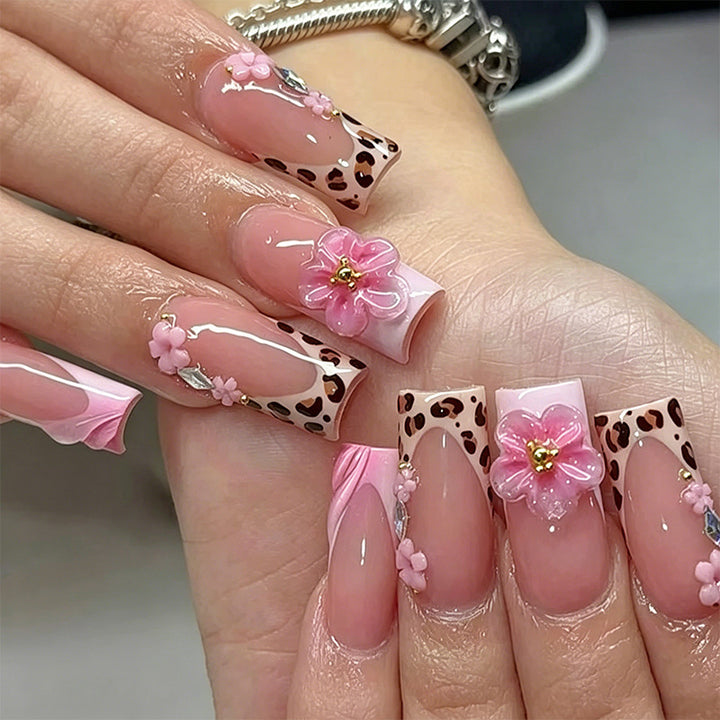 Elegant artificial nails with hand-painted floral accents Bowlift