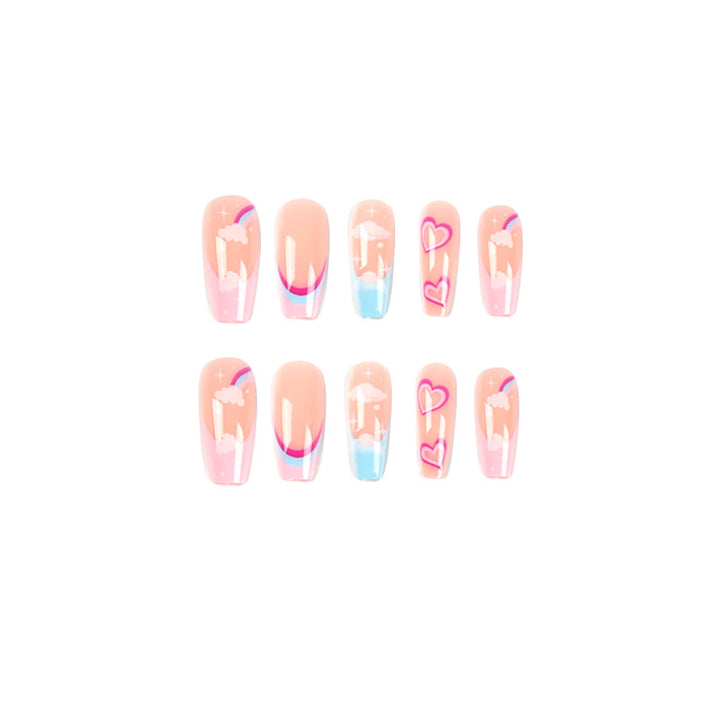 Artificial nail art with rainbow design Bowlift