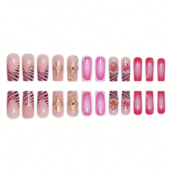 Artistic Floral Acrylic Nail Art Bowlift