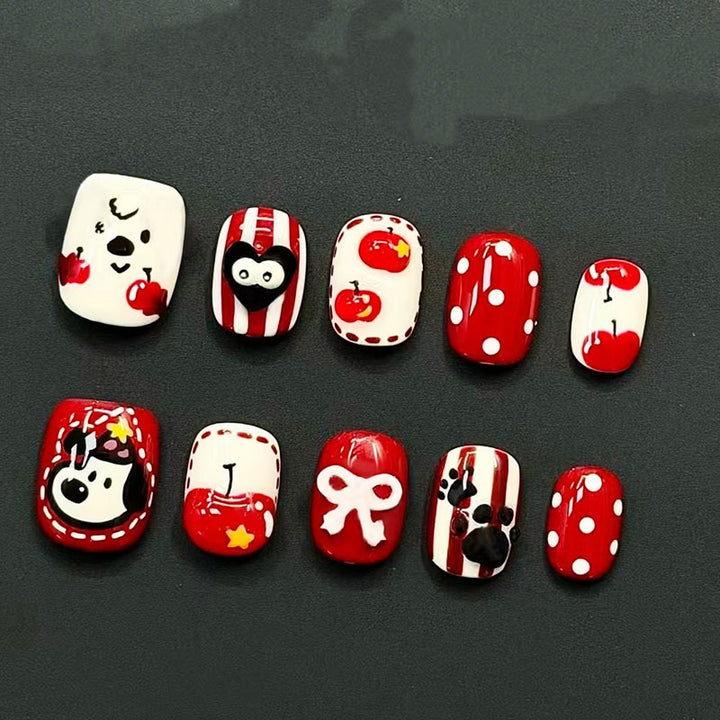 Artistic Cat-Themed Press-On Nail Art Set Bowlift
