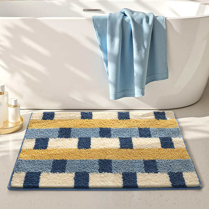 Plush Striped Bath Mat Bowlift