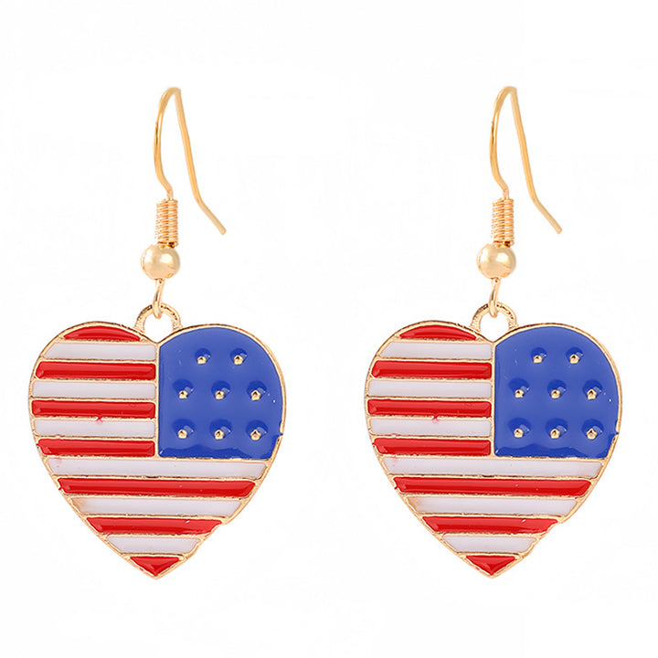 Women's nan patriotic horseshoe enamel dangle earrings with star-accented design and fishhook findings Bowlift