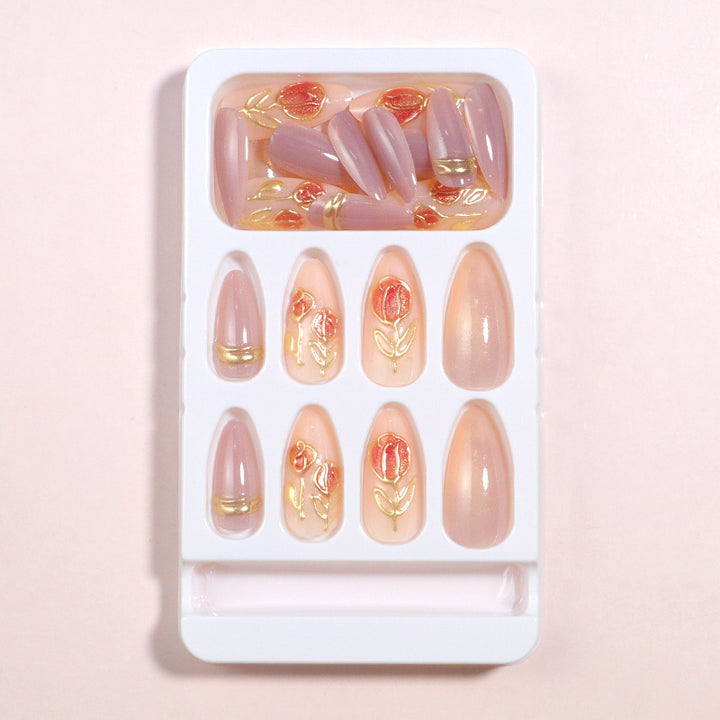 Floral Embellished Press-On Nail Set Bowlift