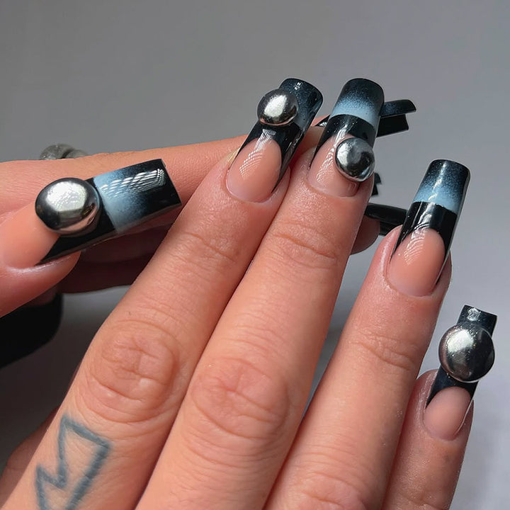 Artificial nails with unique geometric accents Bowlift
