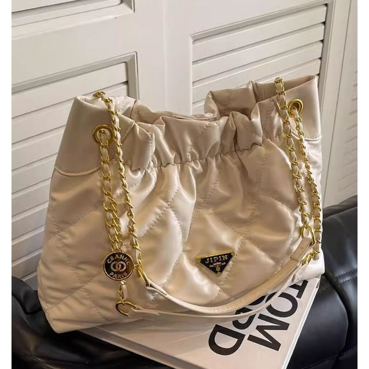 Quilted Chain-Handle Shoulder Bag Bowlift