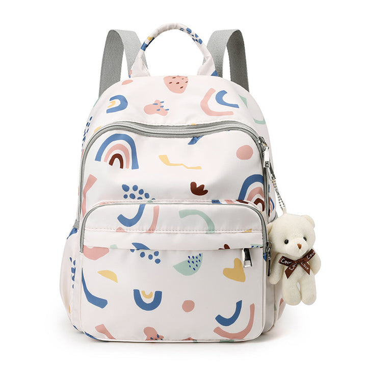 Backpack with Botanical Print and Multifunctional Compartments Bowlift
