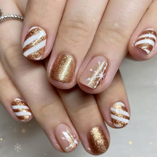Holiday-Themed Glitter Gel Nail Art Bowlift