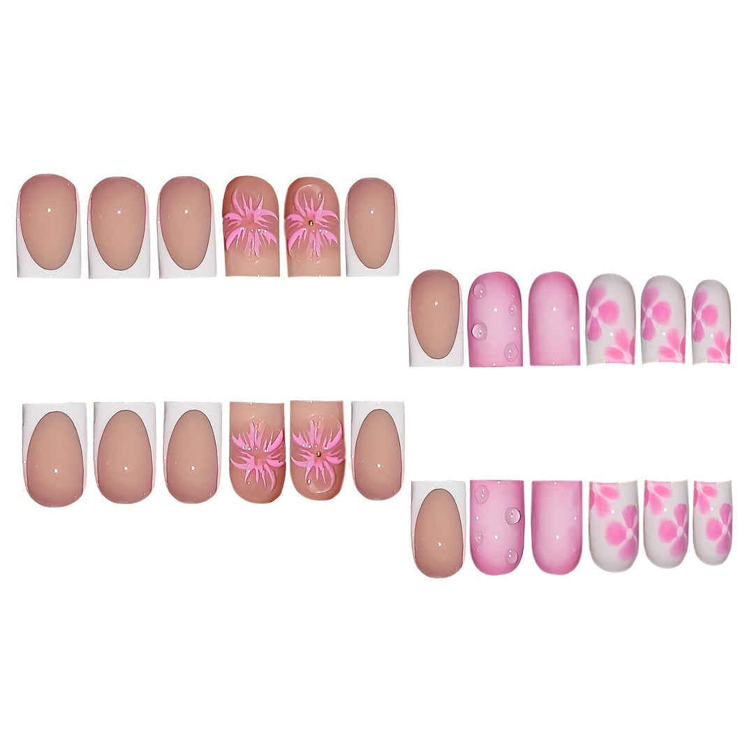 Artistic Floral Nail Art Extensions Bowlift