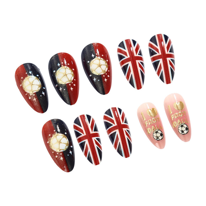 Sporty artificial nails in football design Bowlift