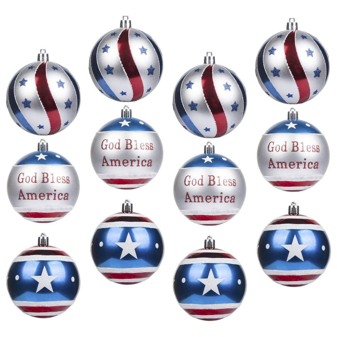 Unisex nan patriotic glass Christmas bauble set with glitter effect and inscription Bowlift