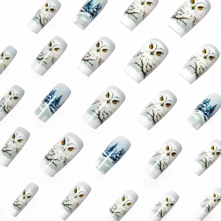 Artificial nails with owl design Bowlift