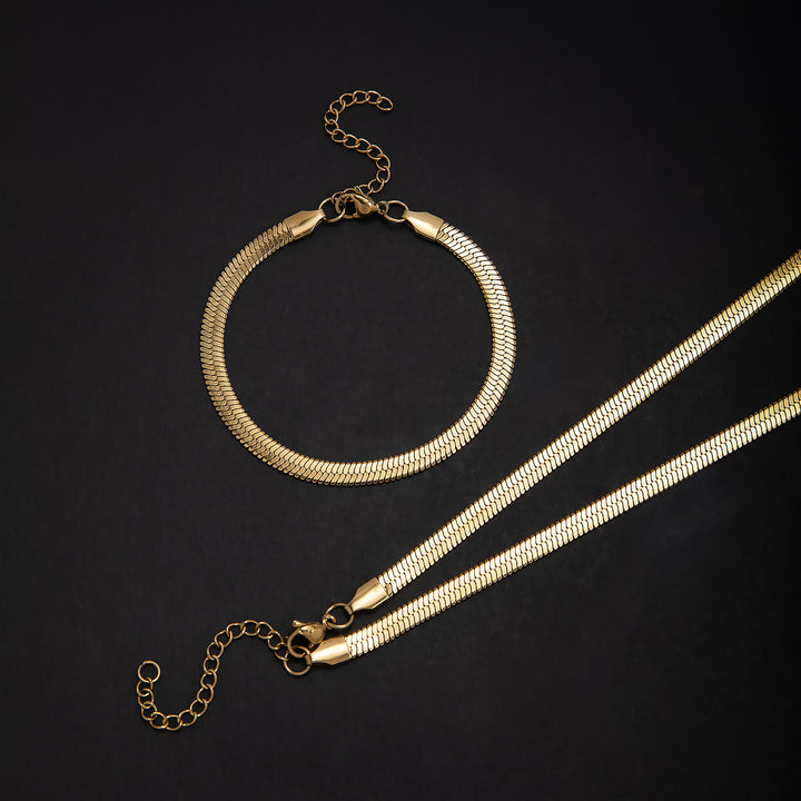Elegant Herringbone Chain Jewelry Set Bowlift