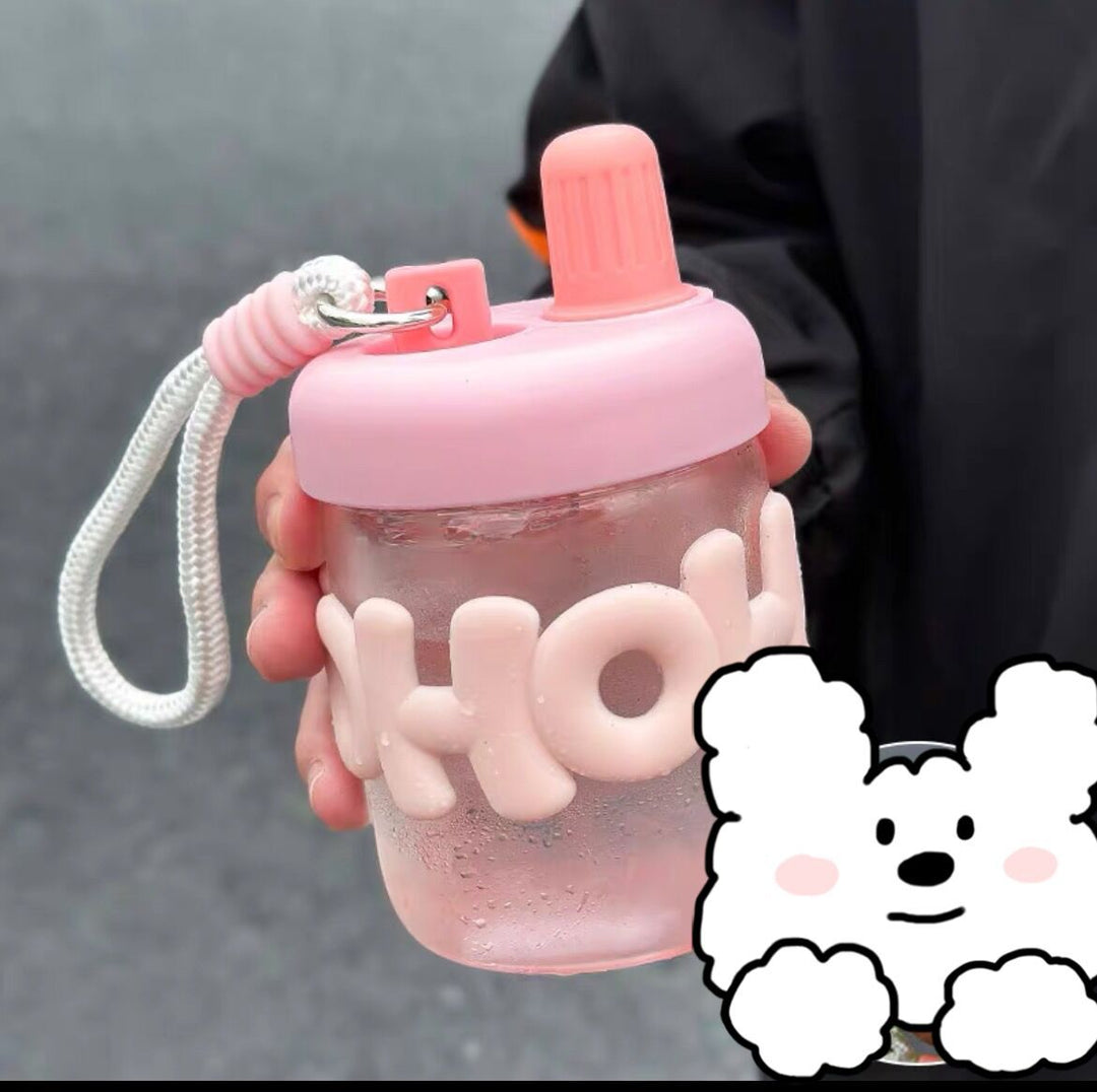 Women's funny and practical water bottle with integrated carrying strap Bowlift