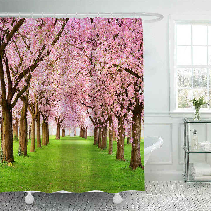 Floral Cherry Blossom Shower Curtain Bowlift